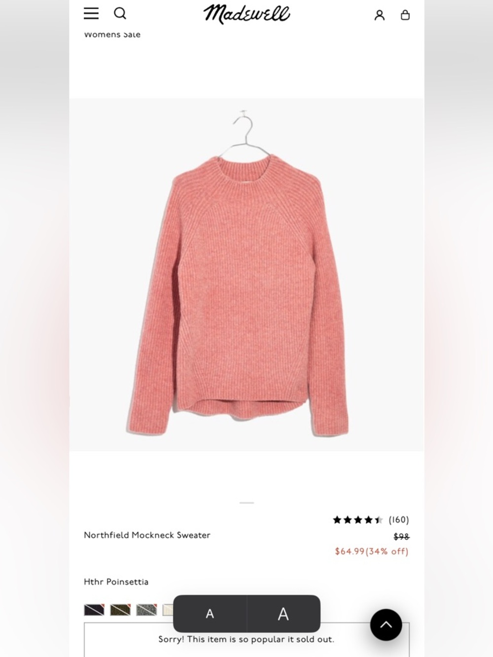 Madewell Ribbed Crewneck Sweater in poinsettia - sold out online - get it here!